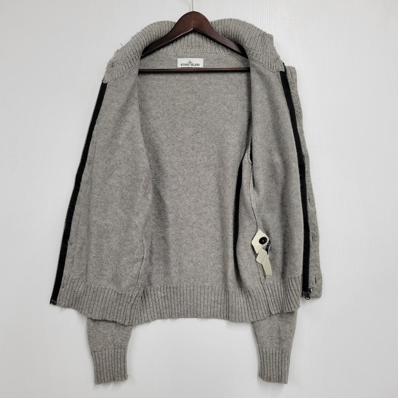【中古品】【メンズ】 STONE ISLAND ストーンアイランド STANDCOLLAR CARDIGAN 611550LA3 スタンドカラーカーディガン 141-260808-as-01-izu サイズ：M カラー：グレー 万代Net店