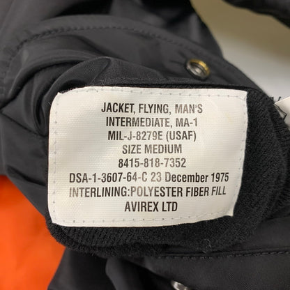 【中古品】【メンズ】 AVIREX アヴィレックス 783-2952013 COMMERCIAL LOGO コマーシャル ロゴ MA-1 FLIGHT JACKET フライト ジャケット アウター 145-260809-ya-11-izu サイズ：M カラー：ブラック×オレンジ 万代Net店