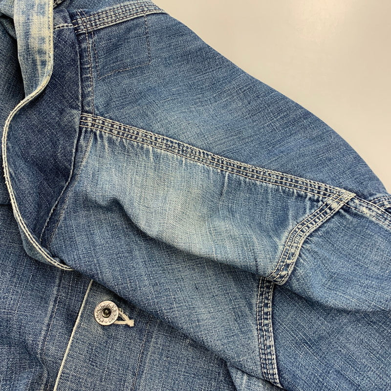 【現状渡し品】【メンズ】 VINTAGE ヴィンテージ 月桂樹ボタン 4つボタン 赤耳セルヴィッチ 40S 大戦モデル DENIM COVERALL デニム カバーオール トップス 長袖 146-260809-ya-09-izu サイズ：下記参照 カラー：インディゴ 万代Net店