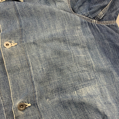【現状渡し品】【メンズ】 VINTAGE ヴィンテージ 月桂樹ボタン 4つボタン 赤耳セルヴィッチ 40S 大戦モデル DENIM COVERALL デニム カバーオール トップス 長袖 146-260809-ya-09-izu サイズ：下記参照 カラー：インディゴ 万代Net店