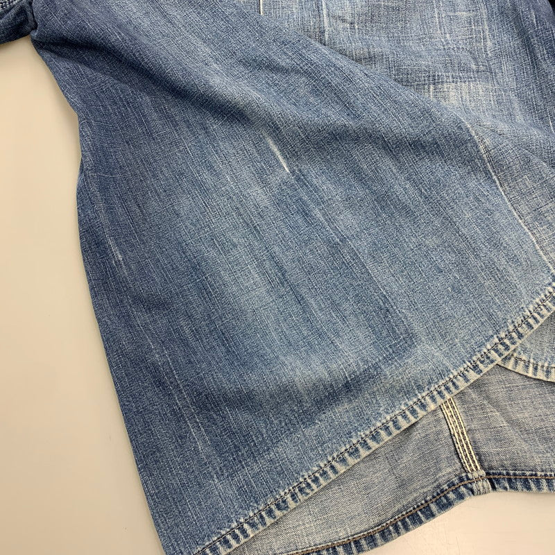 【現状渡し品】【メンズ】 VINTAGE ヴィンテージ 月桂樹ボタン 4つボタン 赤耳セルヴィッチ 40S 大戦モデル DENIM COVERALL デニム カバーオール トップス 長袖 146-260809-ya-09-izu サイズ：下記参照 カラー：インディゴ 万代Net店