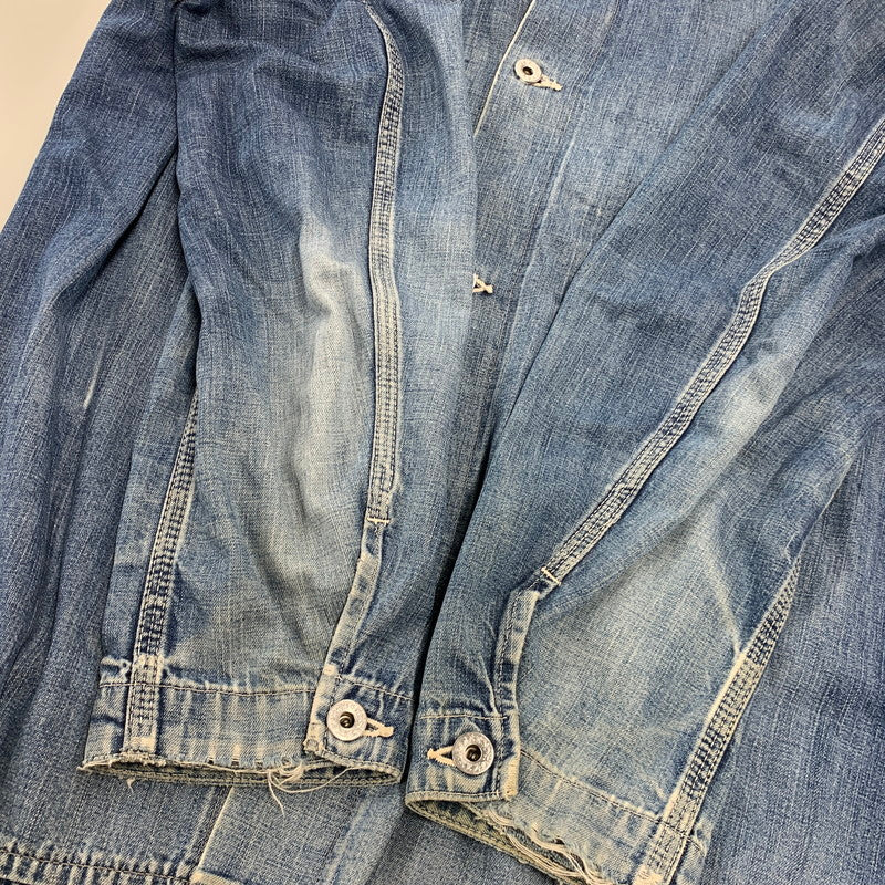 【現状渡し品】【メンズ】 VINTAGE ヴィンテージ 月桂樹ボタン 4つボタン 赤耳セルヴィッチ 40S 大戦モデル DENIM COVERALL デニム カバーオール トップス 長袖 146-260809-ya-09-izu サイズ：下記参照 カラー：インディゴ 万代Net店
