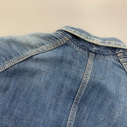 【現状渡し品】【メンズ】 VINTAGE ヴィンテージ 月桂樹ボタン 4つボタン 赤耳セルヴィッチ 40S 大戦モデル DENIM COVERALL デニム カバーオール トップス 長袖 146-260809-ya-09-izu サイズ：下記参照 カラー：インディゴ 万代Net店