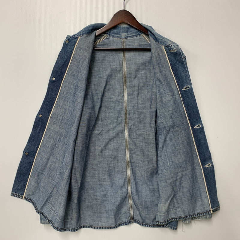【現状渡し品】【メンズ】 VINTAGE ヴィンテージ 月桂樹ボタン 4つボタン 赤耳セルヴィッチ 40S 大戦モデル DENIM COVERALL デニム カバーオール トップス 長袖 146-260809-ya-09-izu サイズ：下記参照 カラー：インディゴ 万代Net店