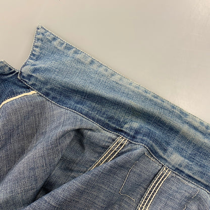 【現状渡し品】【メンズ】 VINTAGE ヴィンテージ 月桂樹ボタン 4つボタン 赤耳セルヴィッチ 40S 大戦モデル DENIM COVERALL デニム カバーオール トップス 長袖 146-260809-ya-09-izu サイズ：下記参照 カラー：インディゴ 万代Net店