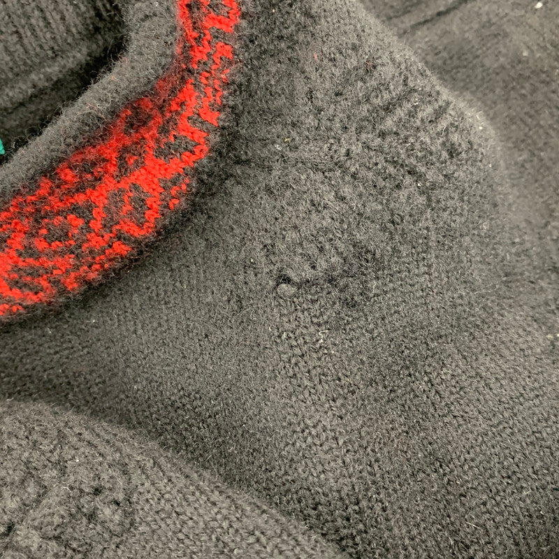 【中古品】【メンズ】 KENZO GOLF ケンゾーゴルフ 535-P-8272 NORDIC KNIT SHIRT ノルディック ニット シャツ トップス 長袖 146-260818-ya-04-izu サイズ：4 カラー：ブラック 万代Net店