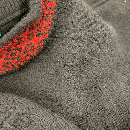 【中古品】【メンズ】 KENZO GOLF ケンゾーゴルフ 535-P-8272 NORDIC KNIT SHIRT ノルディック ニット シャツ トップス 長袖 146-260818-ya-04-izu サイズ：4 カラー：ブラック 万代Net店