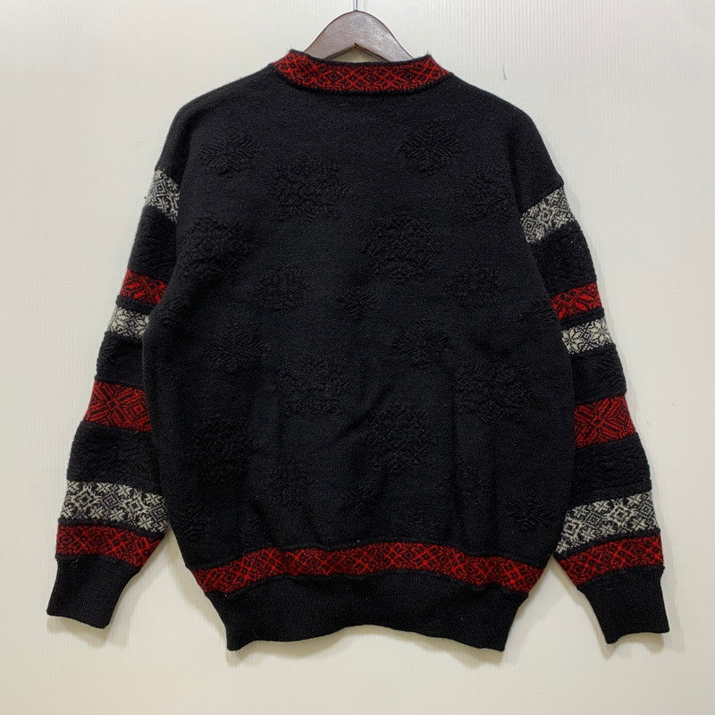 【中古品】【メンズ】 KENZO GOLF ケンゾーゴルフ 535-P-8272 NORDIC KNIT SHIRT ノルディック ニット シャツ トップス 長袖 146-260818-ya-04-izu サイズ：4 カラー：ブラック 万代Net店