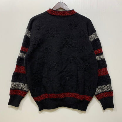 【中古品】【メンズ】 KENZO GOLF ケンゾーゴルフ 535-P-8272 NORDIC KNIT SHIRT ノルディック ニット シャツ トップス 長袖 146-260818-ya-04-izu サイズ：4 カラー：ブラック 万代Net店