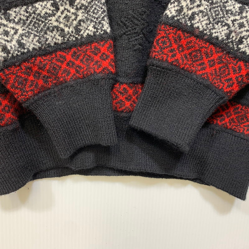 【中古品】【メンズ】 KENZO GOLF ケンゾーゴルフ 535-P-8272 NORDIC KNIT SHIRT ノルディック ニット シャツ トップス 長袖 146-260818-ya-04-izu サイズ：4 カラー：ブラック 万代Net店