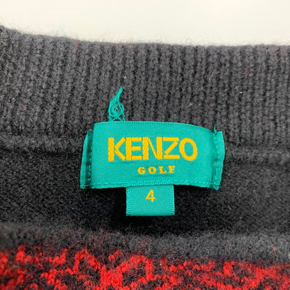【中古品】【メンズ】 KENZO GOLF ケンゾーゴルフ 535-P-8272 NORDIC KNIT SHIRT ノルディック ニット シャツ トップス 長袖 146-260818-ya-04-izu サイズ：4 カラー：ブラック 万代Net店