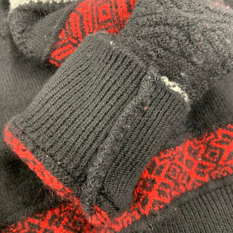 【中古品】【メンズ】 KENZO GOLF ケンゾーゴルフ 535-P-8272 NORDIC KNIT SHIRT ノルディック ニット シャツ トップス 長袖 146-260818-ya-04-izu サイズ：4 カラー：ブラック 万代Net店