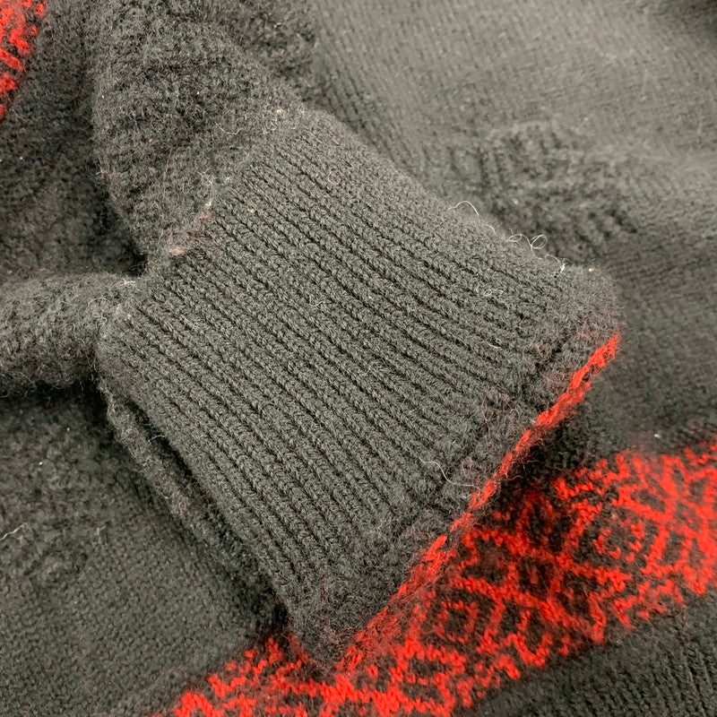 【中古品】【メンズ】 KENZO GOLF ケンゾーゴルフ 535-P-8272 NORDIC KNIT SHIRT ノルディック ニット シャツ トップス 長袖 146-260818-ya-04-izu サイズ：4 カラー：ブラック 万代Net店
