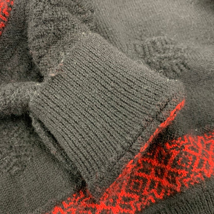 【中古品】【メンズ】 KENZO GOLF ケンゾーゴルフ 535-P-8272 NORDIC KNIT SHIRT ノルディック ニット シャツ トップス 長袖 146-260818-ya-04-izu サイズ：4 カラー：ブラック 万代Net店
