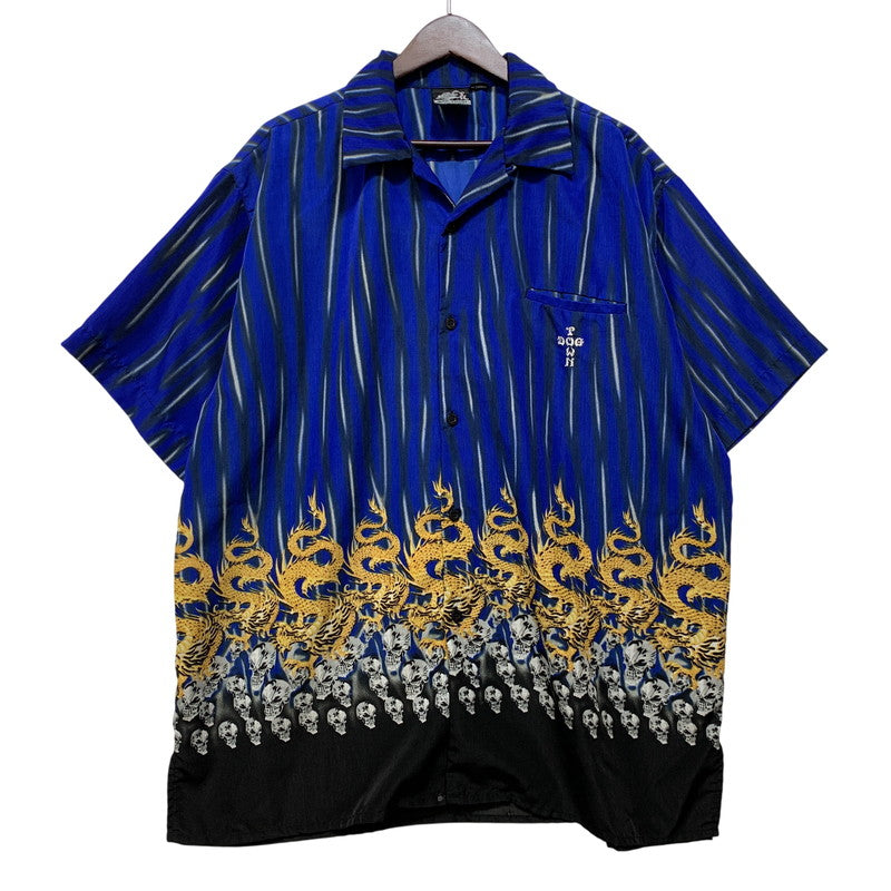 【中古品】【メンズ】 DOG TOWN ドッグタウン SKULL DRAGON S/S SHIRT スカル ドラゴン 半袖 シャツ 146-260821-as-01-izu サイズ：XL カラー：ブルー系 万代Net店