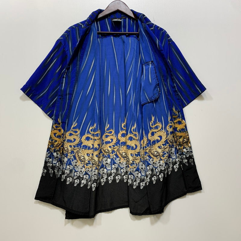 【中古品】【メンズ】 DOG TOWN ドッグタウン SKULL DRAGON S/S SHIRT スカル ドラゴン 半袖 シャツ 146-260821-as-01-izu サイズ：XL カラー：ブルー系 万代Net店