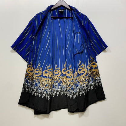 【中古品】【メンズ】 DOG TOWN ドッグタウン SKULL DRAGON S/S SHIRT スカル ドラゴン 半袖 シャツ 146-260821-as-01-izu サイズ：XL カラー：ブルー系 万代Net店