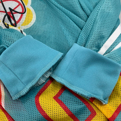 【中古品】【メンズ】 ADIDAS アディダス × SEAN WOTHERSPOON ショーン・ウォザースプーン × HOT WHEELS ホットウィール HT6581 MESH L S TEE メッシュ ロングスリーブ Tシャツ トップス 長袖 142-260810-ya-02-izu サイズ：L カラー：ターコイズブルー 万代Net店
