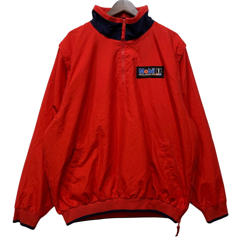 【中古品】【メンズ】 MOBIL1 モービルワン 香港製 HALF ZIP NYLON JACKET ハーフ ジップ ナイロン ジャケット アウター 146-260818-ya-08-izu サイズ：L カラー：レッド 万代Net店