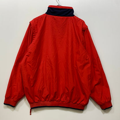 【中古品】【メンズ】 MOBIL1 モービルワン 香港製 HALF ZIP NYLON JACKET ハーフ ジップ ナイロン ジャケット アウター 146-260818-ya-08-izu サイズ：L カラー：レッド 万代Net店