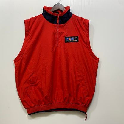 【中古品】【メンズ】 MOBIL1 モービルワン 香港製 HALF ZIP NYLON JACKET ハーフ ジップ ナイロン ジャケット アウター 146-260818-ya-08-izu サイズ：L カラー：レッド 万代Net店