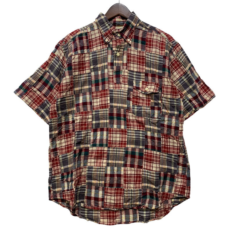 【中古品】【メンズ】 YAMANE ヤマネ EVISU CHECK PATCHWORK PULLOVER SS BD SHIRT エヴィス チェック パッチワーク プルオーバー ショートスリーブ ボタンダウン シャツ 半袖 145-260820-yn-04-izu サイズ：40 カラー：マルチ 万代Net店