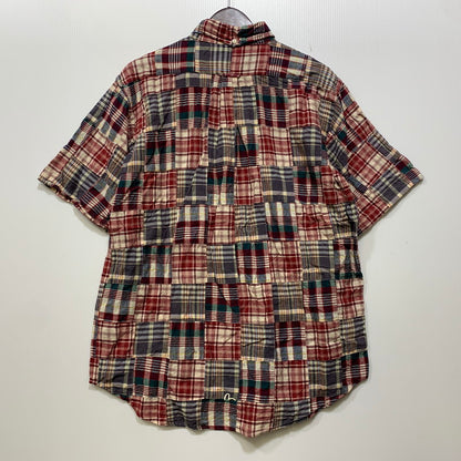 【中古品】【メンズ】 YAMANE ヤマネ EVISU CHECK PATCHWORK PULLOVER SS BD SHIRT エヴィス チェック パッチワーク プルオーバー ショートスリーブ ボタンダウン シャツ 半袖 145-260820-yn-04-izu サイズ：40 カラー：マルチ 万代Net店