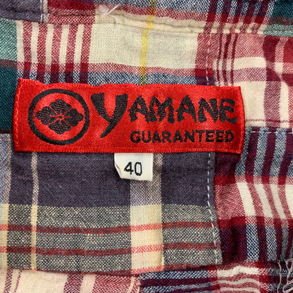 【中古品】【メンズ】 YAMANE ヤマネ EVISU CHECK PATCHWORK PULLOVER SS BD SHIRT エヴィス チェック パッチワーク プルオーバー ショートスリーブ ボタンダウン シャツ 半袖 145-260820-yn-04-izu サイズ：40 カラー：マルチ 万代Net店