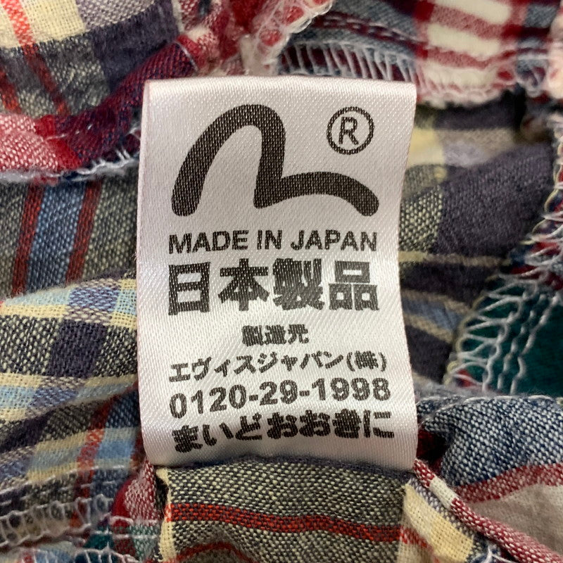 【中古品】【メンズ】 YAMANE ヤマネ EVISU CHECK PATCHWORK PULLOVER SS BD SHIRT エヴィス チェック パッチワーク プルオーバー ショートスリーブ ボタンダウン シャツ 半袖 145-260820-yn-04-izu サイズ：40 カラー：マルチ 万代Net店