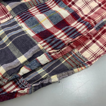 【中古品】【メンズ】 YAMANE ヤマネ EVISU CHECK PATCHWORK PULLOVER SS BD SHIRT エヴィス チェック パッチワーク プルオーバー ショートスリーブ ボタンダウン シャツ 半袖 145-260820-yn-04-izu サイズ：40 カラー：マルチ 万代Net店