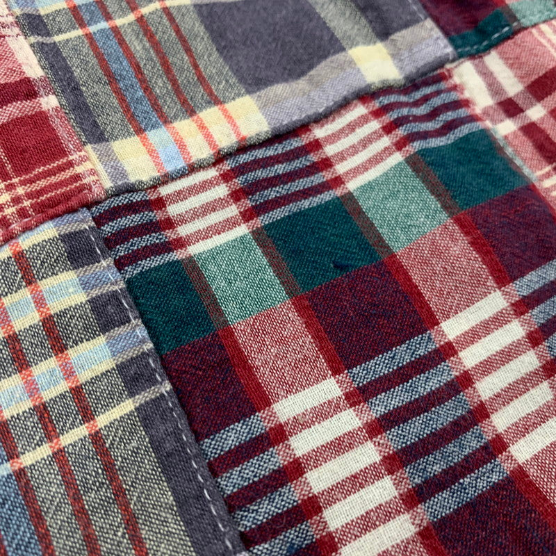 【中古品】【メンズ】 YAMANE ヤマネ EVISU CHECK PATCHWORK PULLOVER SS BD SHIRT エヴィス チェック パッチワーク プルオーバー ショートスリーブ ボタンダウン シャツ 半袖 145-260820-yn-04-izu サイズ：40 カラー：マルチ 万代Net店