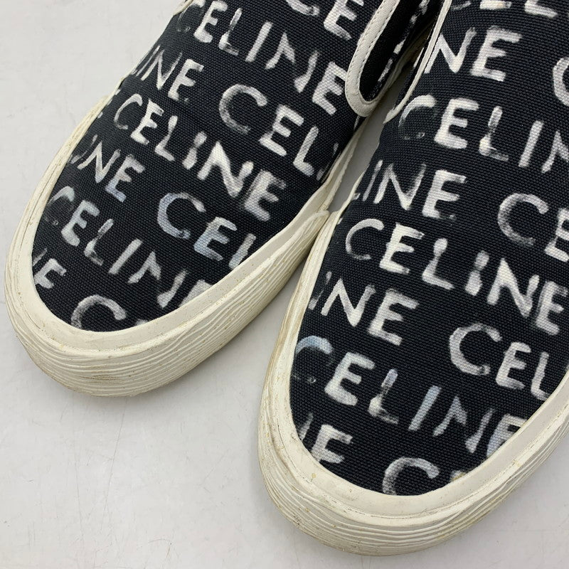 【中古品】【メンズ】 CELINE セリーヌ 346932355C ELLIOT LOGO PRINT CANVAS SLIP-ON エリオット ロゴ プリント キャンバス スリッポン シューズ 靴 183-260810-cs-04-izu サイズ：43 カラー：ブラック 万代Net店