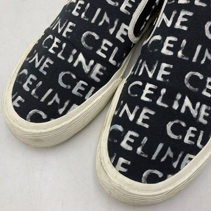 【中古品】【メンズ】 CELINE セリーヌ 346932355C ELLIOT LOGO PRINT CANVAS SLIP-ON エリオット ロゴ プリント キャンバス スリッポン シューズ 靴 183-260810-cs-04-izu サイズ：43 カラー：ブラック 万代Net店