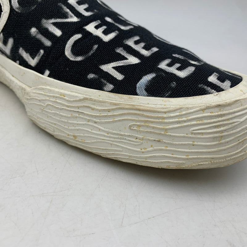 【中古品】【メンズ】 CELINE セリーヌ 346932355C ELLIOT LOGO PRINT CANVAS SLIP-ON エリオット ロゴ プリント キャンバス スリッポン シューズ 靴 183-260810-cs-04-izu サイズ：43 カラー：ブラック 万代Net店