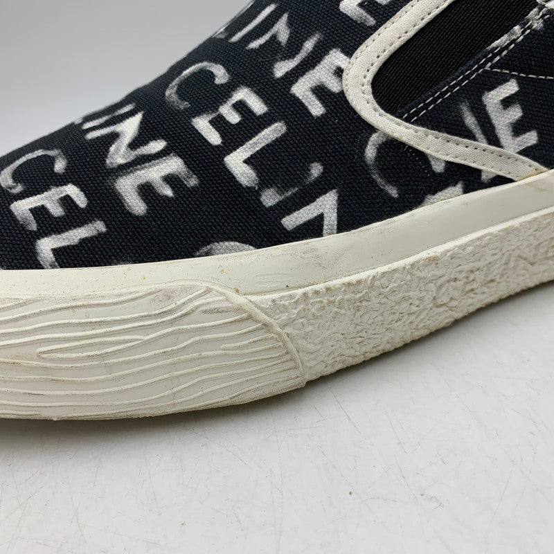 【中古品】【メンズ】 CELINE セリーヌ 346932355C ELLIOT LOGO PRINT CANVAS SLIP-ON エリオット ロゴ プリント キャンバス スリッポン シューズ 靴 183-260810-cs-04-izu サイズ：43 カラー：ブラック 万代Net店