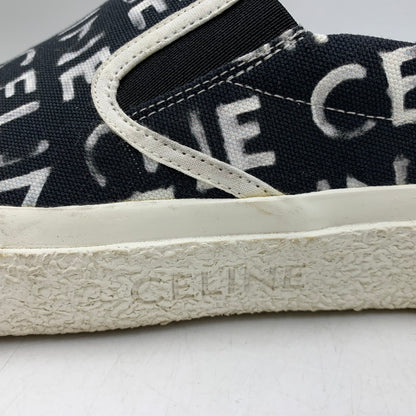 【中古品】【メンズ】 CELINE セリーヌ 346932355C ELLIOT LOGO PRINT CANVAS SLIP-ON エリオット ロゴ プリント キャンバス スリッポン シューズ 靴 183-260810-cs-04-izu サイズ：43 カラー：ブラック 万代Net店