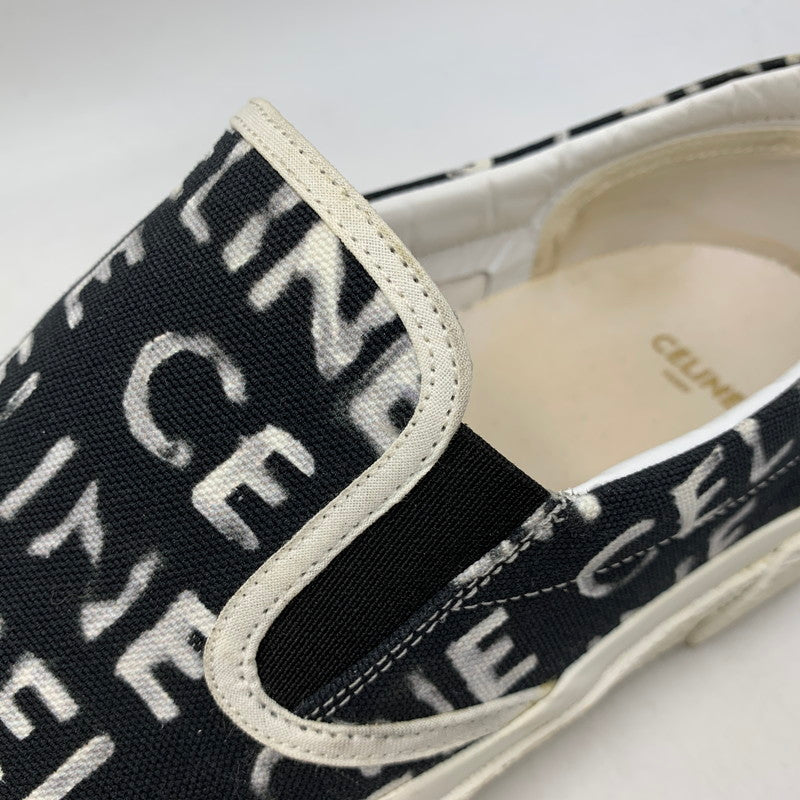 【中古品】【メンズ】 CELINE セリーヌ 346932355C ELLIOT LOGO PRINT CANVAS SLIP-ON エリオット ロゴ プリント キャンバス スリッポン シューズ 靴 183-260810-cs-04-izu サイズ：43 カラー：ブラック 万代Net店