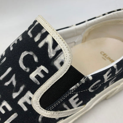 【中古品】【メンズ】 CELINE セリーヌ 346932355C ELLIOT LOGO PRINT CANVAS SLIP-ON エリオット ロゴ プリント キャンバス スリッポン シューズ 靴 183-260810-cs-04-izu サイズ：43 カラー：ブラック 万代Net店
