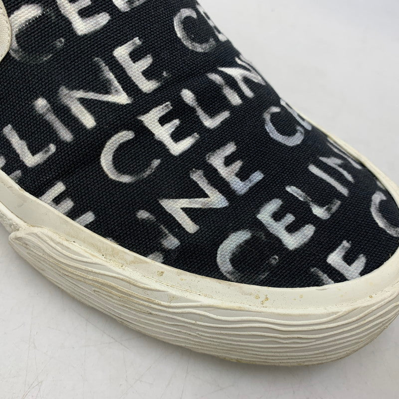 【中古品】【メンズ】 CELINE セリーヌ 346932355C ELLIOT LOGO PRINT CANVAS SLIP-ON エリオット ロゴ プリント キャンバス スリッポン シューズ 靴 183-260810-cs-04-izu サイズ：43 カラー：ブラック 万代Net店