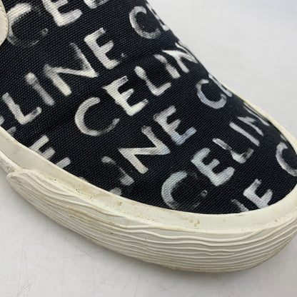 【中古品】【メンズ】 CELINE セリーヌ 346932355C ELLIOT LOGO PRINT CANVAS SLIP-ON エリオット ロゴ プリント キャンバス スリッポン シューズ 靴 183-260810-cs-04-izu サイズ：43 カラー：ブラック 万代Net店