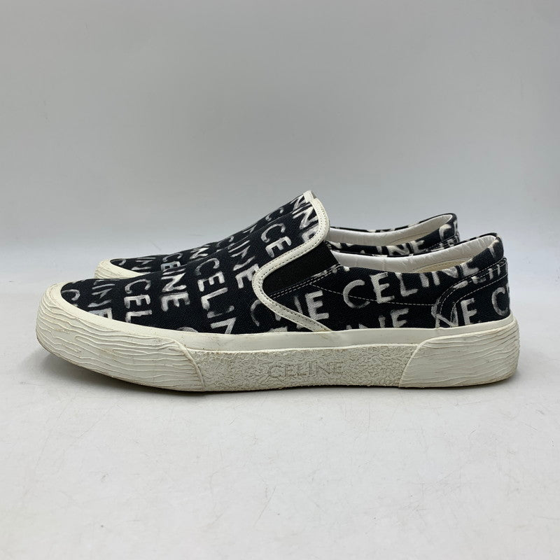 【中古品】【メンズ】 CELINE セリーヌ 346932355C ELLIOT LOGO PRINT CANVAS SLIP-ON エリオット ロゴ プリント キャンバス スリッポン シューズ 靴 183-260810-cs-04-izu サイズ：43 カラー：ブラック 万代Net店