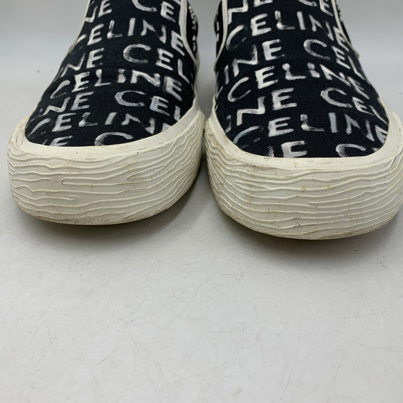 【中古品】【メンズ】 CELINE セリーヌ 346932355C ELLIOT LOGO PRINT CANVAS SLIP-ON エリオット ロゴ プリント キャンバス スリッポン シューズ 靴 183-260810-cs-04-izu サイズ：43 カラー：ブラック 万代Net店