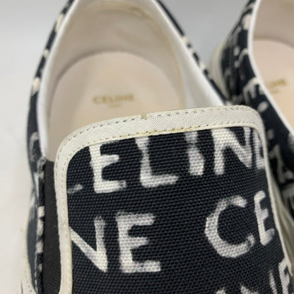 【中古品】【メンズ】 CELINE セリーヌ 346932355C ELLIOT LOGO PRINT CANVAS SLIP-ON エリオット ロゴ プリント キャンバス スリッポン シューズ 靴 183-260810-cs-04-izu サイズ：43 カラー：ブラック 万代Net店