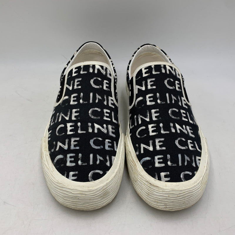 【中古品】【メンズ】 CELINE セリーヌ 346932355C ELLIOT LOGO PRINT CANVAS SLIP-ON エリオット ロゴ プリント キャンバス スリッポン シューズ 靴 183-260810-cs-04-izu サイズ：43 カラー：ブラック 万代Net店