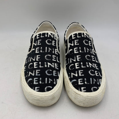 【中古品】【メンズ】 CELINE セリーヌ 346932355C ELLIOT LOGO PRINT CANVAS SLIP-ON エリオット ロゴ プリント キャンバス スリッポン シューズ 靴 183-260810-cs-04-izu サイズ：43 カラー：ブラック 万代Net店