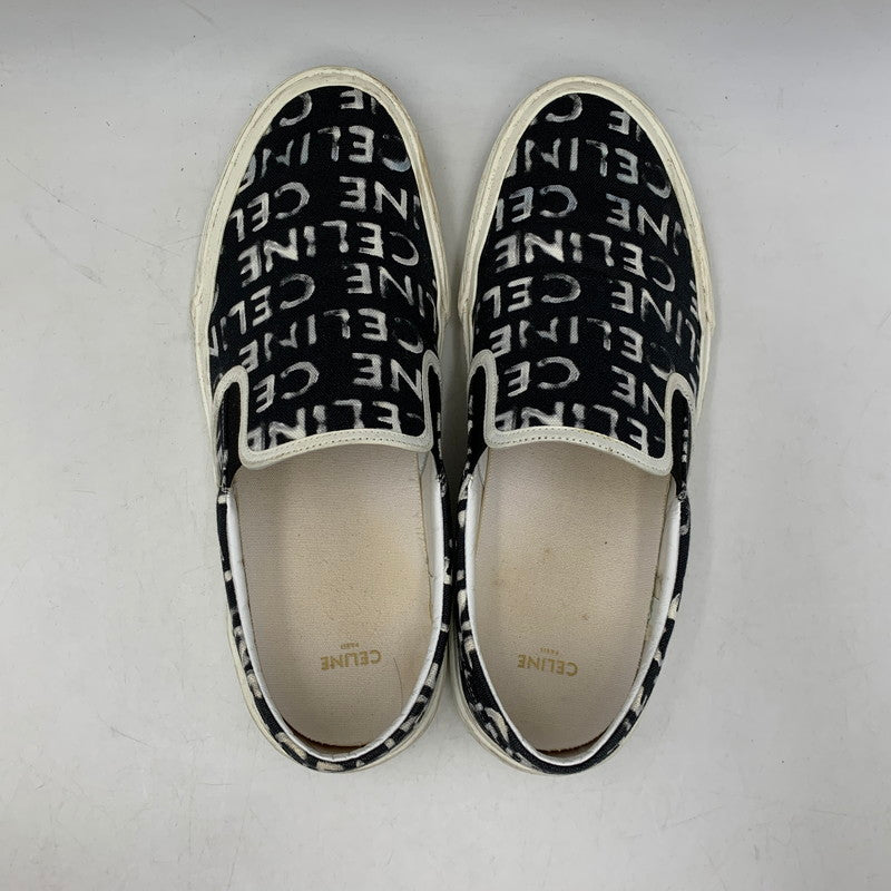【中古品】【メンズ】 CELINE セリーヌ 346932355C ELLIOT LOGO PRINT CANVAS SLIP-ON エリオット ロゴ プリント キャンバス スリッポン シューズ 靴 183-260810-cs-04-izu サイズ：43 カラー：ブラック 万代Net店
