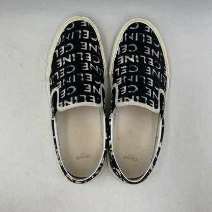 【中古品】【メンズ】 CELINE セリーヌ 346932355C ELLIOT LOGO PRINT CANVAS SLIP-ON エリオット ロゴ プリント キャンバス スリッポン シューズ 靴 183-260810-cs-04-izu サイズ：43 カラー：ブラック 万代Net店