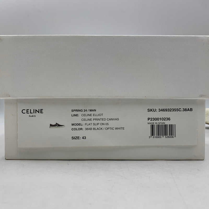 【中古品】【メンズ】 CELINE セリーヌ 346932355C ELLIOT LOGO PRINT CANVAS SLIP-ON エリオット ロゴ プリント キャンバス スリッポン シューズ 靴 183-260810-cs-04-izu サイズ：43 カラー：ブラック 万代Net店