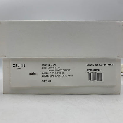【中古品】【メンズ】 CELINE セリーヌ 346932355C ELLIOT LOGO PRINT CANVAS SLIP-ON エリオット ロゴ プリント キャンバス スリッポン シューズ 靴 183-260810-cs-04-izu サイズ：43 カラー：ブラック 万代Net店