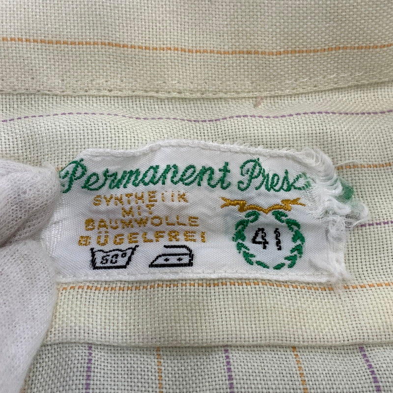 【中古品】【メンズ】 VINTAGE ヴィンテージ 70’S PERMANENT PRESS STRIPE L S SHIRT パーマネント プレス ストライプ ロングスリーブ シャツ 長袖 トップス 146-260820-yn-03-izu サイズ：41 カラー：イエロー 万代Net店